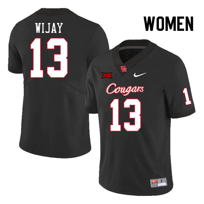 Women #13 Indiana Wijay Houston Cougars College Football Jerseys Stitched Sale-Black